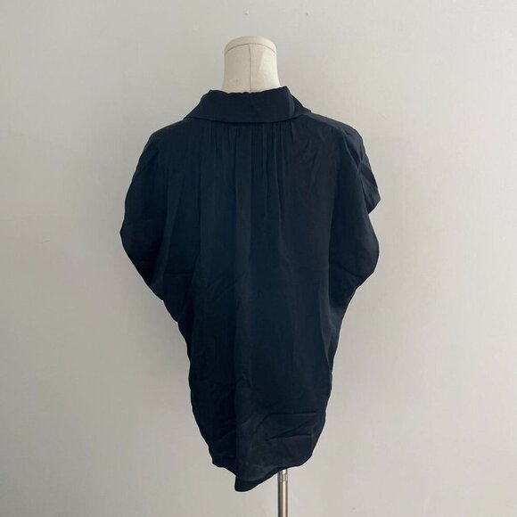 Vince Silk Cap Sleeve Ruched Back Shirt | Black | Women’s Size Medium - Picture 3 of 6